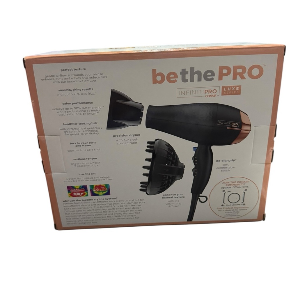 New!!! InfinitiPro Luxe Conair blow dryer - Picture 5 of 6